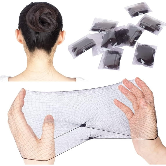 Monebena Hair Net Invisible Elastic Edge Mesh Hair Nets for Women Food Service Ballet Bun Sleeping Individual Packing 20”