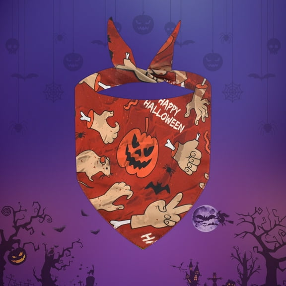 Monebena Halloween Dog Bandanas - Reversible Pet Scarf for Boy & Girl | Premium Durable Fabric | Holiday Bandana for Medium and Large Dogs M01