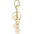 thumbnail image 1 of Monebena Initial Keychain White/Pink Flower Charms for Key Cute Letter Keyring for Handbag Backpack, 1 of 6