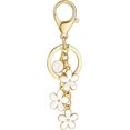 thumbnail image 1 of Monebena Initial Keychain White/Pink Flower Charms for Key Cute Letter Keyring for Handbag Backpack, 1 of 10
