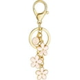 thumbnail image 1 of Monebena Initial Keychain White/Pink Flower Charms for Key Cute Letter Keyring for Handbag Backpack, 1 of 6