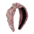 thumbnail image 1 of Monebena Knot Headbands for Girls, Embellished Pearl Rhinestone Knotted Hair Bands for Kids, Pink Toddler Headband Accessories, Cute Little Girl Hairbands, Sparkly Head Band for Tweens, 1 of 9
