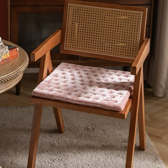 Monebena Luxury Solid Color Chair Pad Velvet Soft Square Chair Cushion Tufted Indoor Seat Cushion Pillow