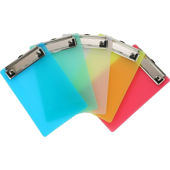 Monebena Mini Clipboard, Small Clipboard 4.7x7.3 Inch Pretty Cute Clipboard Memo Size Pocket Clipboard Tiny A6 Clip Boards Plastic (5 Pack)