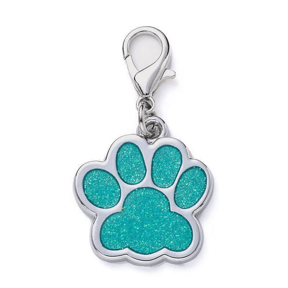 Monebena Personalized Pet Tags Personalized Dog and Cat Tags Custom Engraved Easy to Read Cute Glitter Paw Tag Dog Footprints Shape