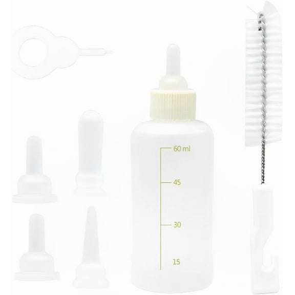 Monebena Pet Nursing Bottles kit for Cats and Dogs, Bubble Milk Bowl Silicone Feeding Nipple for Newborn Kittens, Puppies, Rabbits, Small Animals