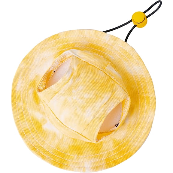 Monebena Pet hat with Ear Holes Sunscreen Baseball Cap Suitable for Small and Medium-Sized Dogs Outdoor Climbing hat in Summer Pet Products (Large, Yellow)