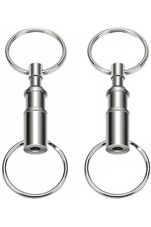 Quick Release Detachable Pull Apart Key Rings Keychains,Double Spring Split Snap Seperate Chain Lock holder Convenient Accessory Gift 2pcs