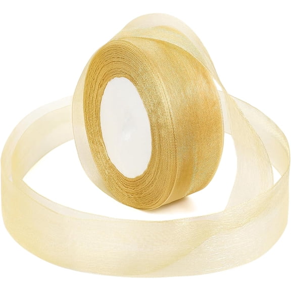 Monebena Ribbon for Gifts Wrapping, 1-1/2 inch 50Yard Sheer Organza Ribbon, 1.5 inch Mesh Ribbon for Flower Bouquet, Chiffon Fabric Ribbon for Wedding, Crafts, Decoration, Present M01
