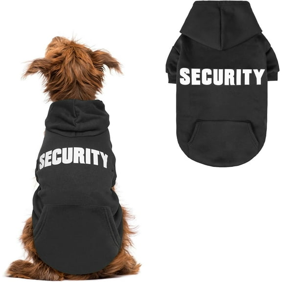Monebena Security Dog Hoodie- Dog Sweatshirt with Leash Hole and Pocket, Warm Fleece Clothes for Winter Cold Weather, Pet Apparel, Dog Costume for Small Medium Large Dog