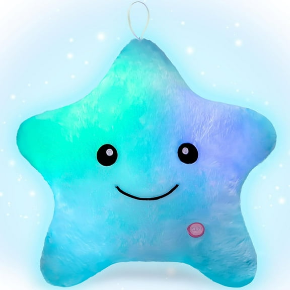 Monebena Sensory Toys for Kids with Autism,14" Twinkle Star Plush Pillow Light Up Toy,Autism Sensory Products,Kids Sleep Aid,Toddler Travel Toy,Birthday Xmas Gifts for Boys Girls Age 3-12 Blue