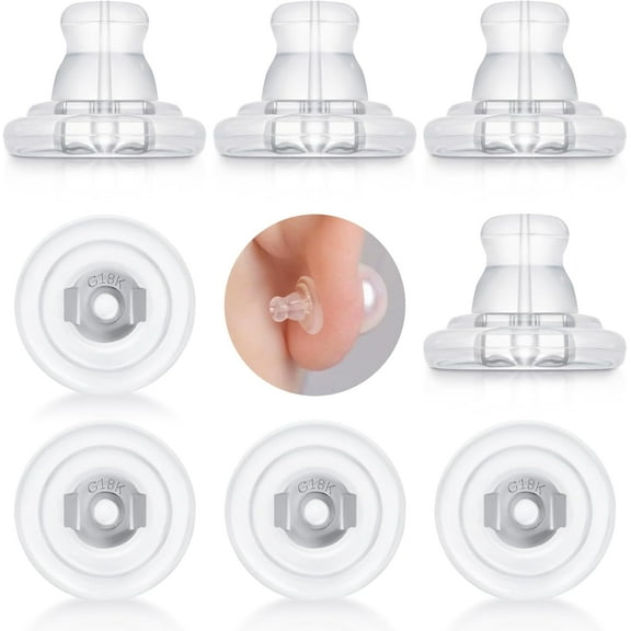 Monebena Silicone Earring Backs for Droopy Ears/Heavy Earring,10 Pcs 925 Silver No-Irritate Hypoallergenice Earring Backs Replacements,Soft Clear Locking Earring Backs for Studs(White)