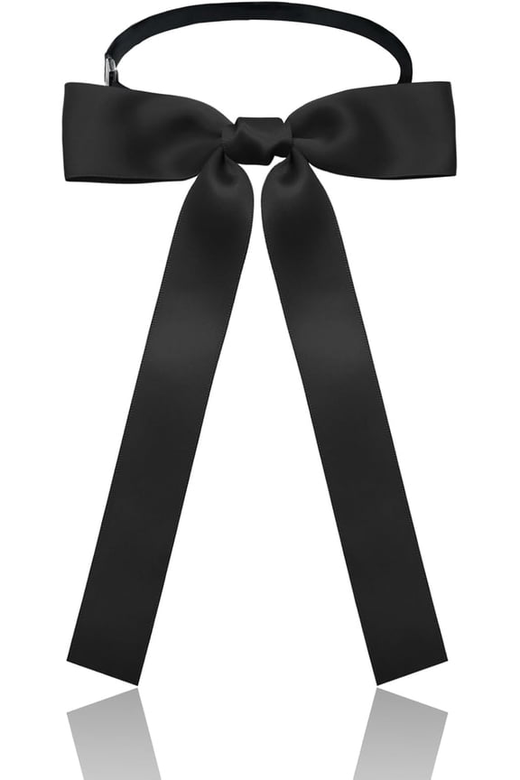 Western Bow Ties for Men Women, Black/Red Colonel Satin Ribbon String Cowboy Bow Tie for Costume Uniform