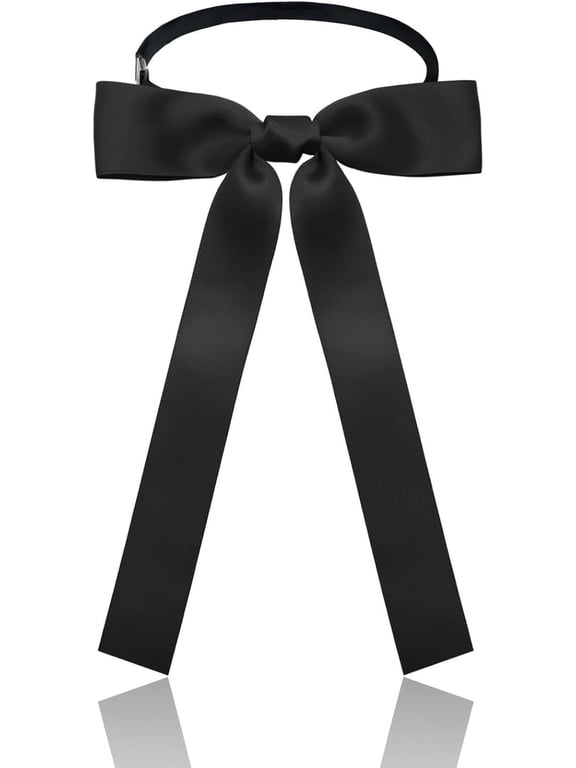 Western Bow Ties for Men Women, Black/Red Colonel Satin Ribbon String Cowboy Bow Tie for Costume Uniform