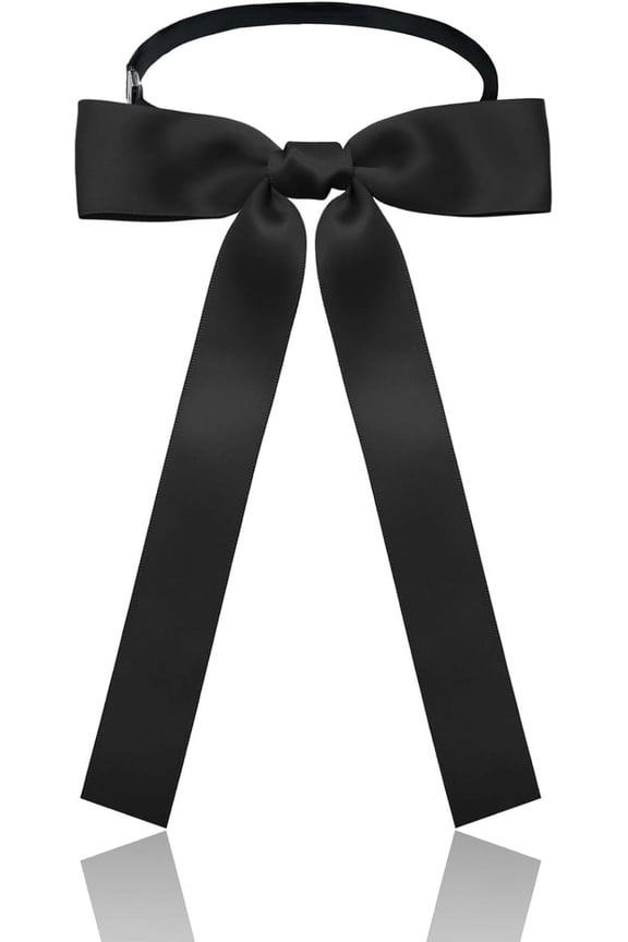 Western Bow Ties for Men Women, Black/Red Colonel Satin Ribbon String Cowboy Bow Tie for Costume Uniform