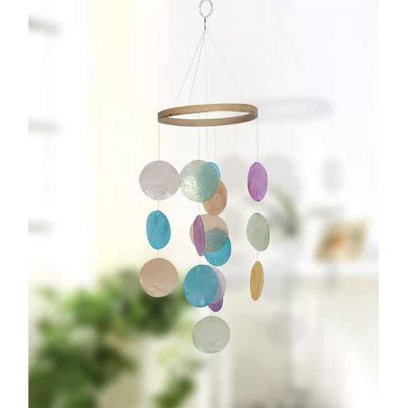 Monebena Wind Chimes Outdoor Hanging Shell Handmade Rattan Wind Chime ,Patio Lawn Garden Sea Home Decor Ocean Wind Chime Mobile