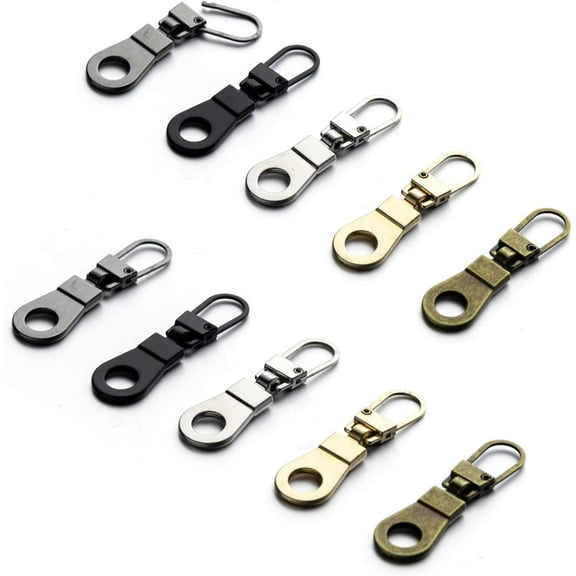 Monebena Zipper Pull Replacement for Small Holes Zipper, Detachable Zipper Tab Repair for Clothing Jackets Boots Purse 10 Pieces