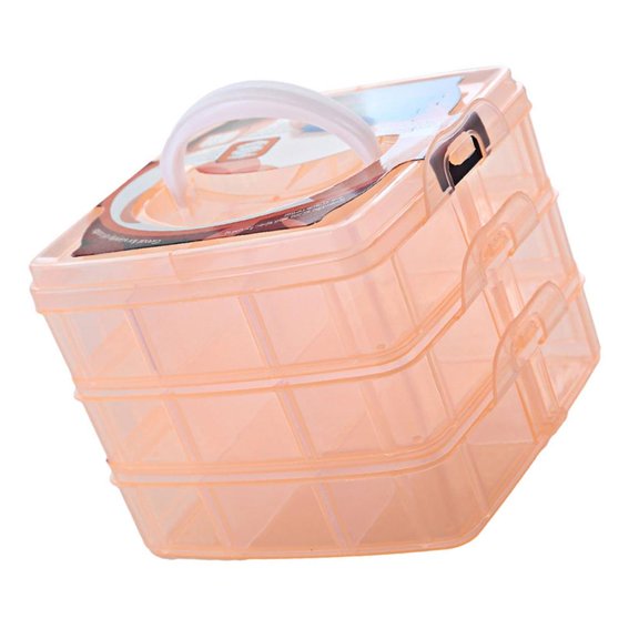 Moneimen Clear PP Storage Container With 3 Removable Layers And 18 Compartments For Quick Item Identification And Organization