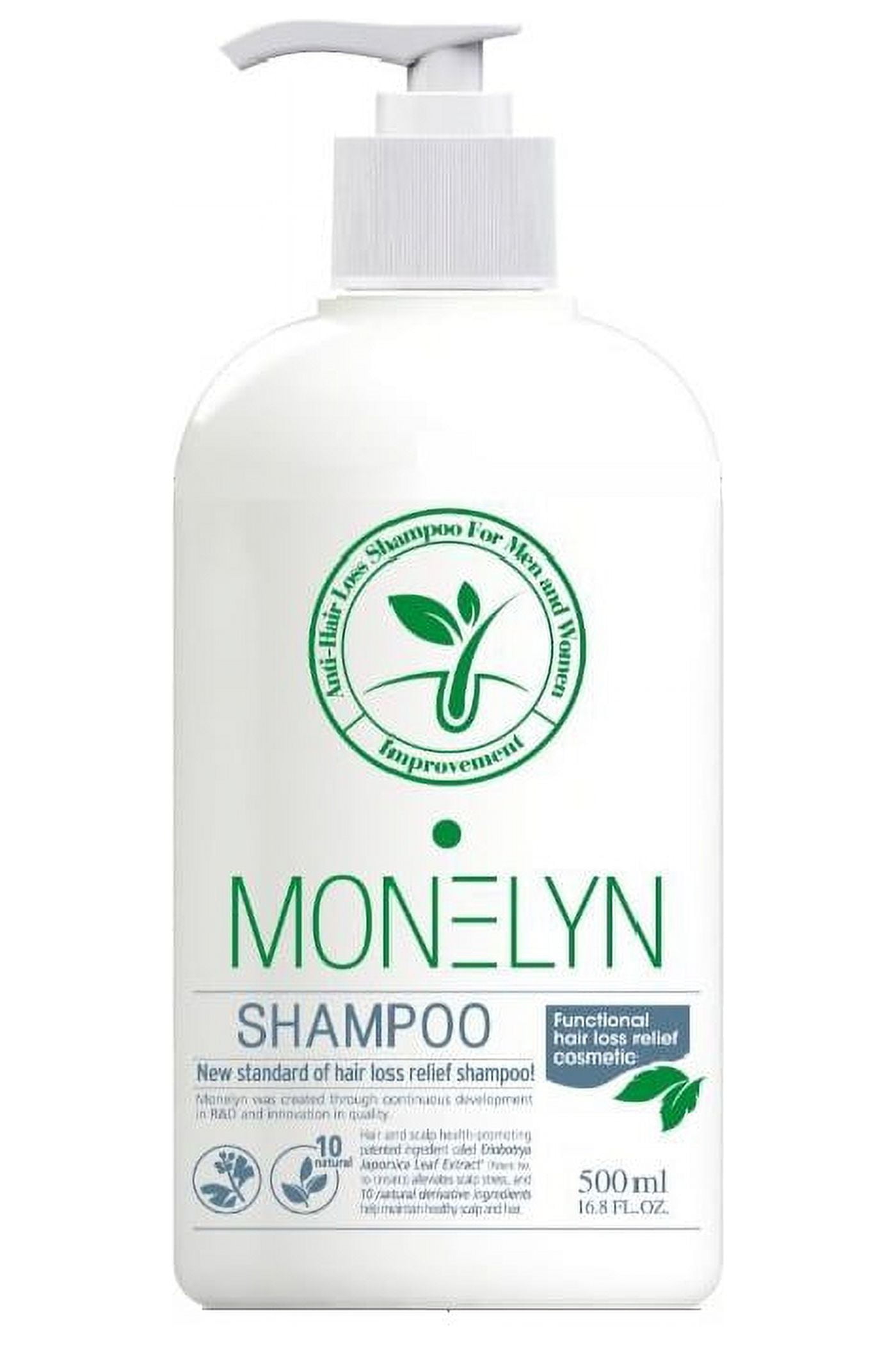 Monelyn Hair loss Shampoo Natural Ingredient base Scalp Treatment Anti Hair Loss Regrowth Natural For men & women made in Korea 16.9 fl oz (500 ml)