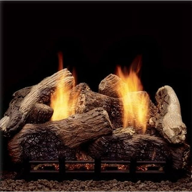 Monessen 18" Berkley Oak Ventless Gas Logs with Remote Ready Natural Blaze Burner Propane Gas 28,000 BTU