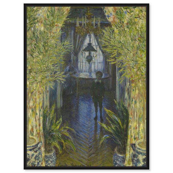 Monet-A Corner Of The Apartment Classic Monet Art Prints Canvas Wall Art by Art Remedy, Black Floater Frame, 30"x36"