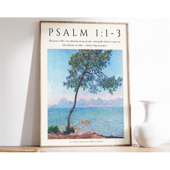 Monet Bible Verse Print The Esterel Mountains Christian Home Decor
