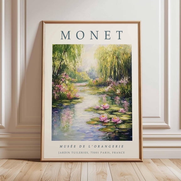 Monet Botanical Water Lilies Vintage Floral Wall Poster, Unframed Canvas 8x10in
