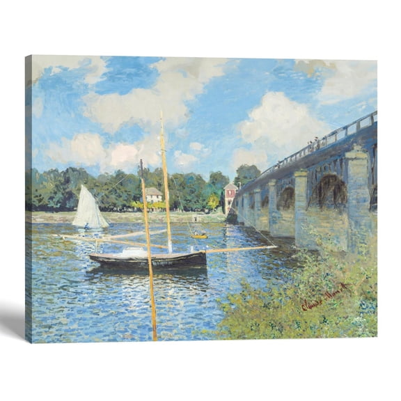 Monet Bridge Canvas Wall Art, Argenteuil River Print