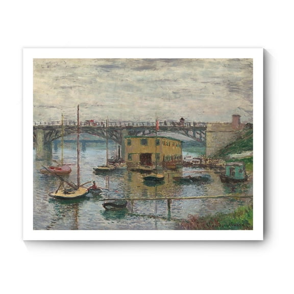 Monet Canvas Prints Wall Art, Bridge at Argenteuil on a Gray Day by Claude Monet Famous Oil Paintings Reproduction, Monet Classic Art Poster Prints