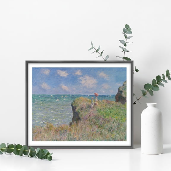 Monet Canvas Prints Wall Art, Cliff Walk at Pourville by Claude Monet Famous Oil Paintings Reproduction, Monet Classic Art Poster Prints