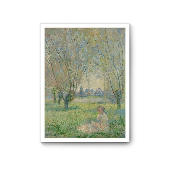 Monet Canvas Prints Wall Art, Woman Seated under the Willows 1880, Claude Monet Famous Paintings Reproduction