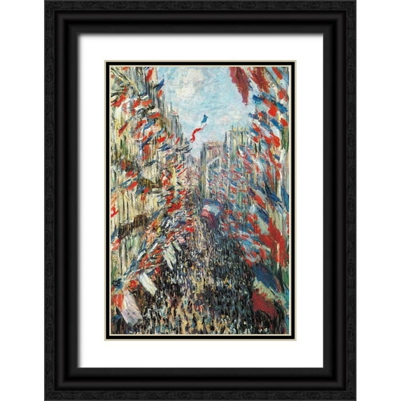 Monet, Claude 11x14 Black Ornate Wood Framed with Double Matting Museum Art Print Titled - The Rue Montorgeuil 1878