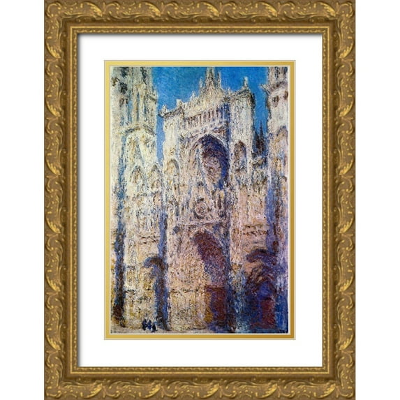 Monet, Claude 11x14 Gold Ornate Wood Framed with Double Matting Museum Art Print Titled - Rouen Cathedral 1894
