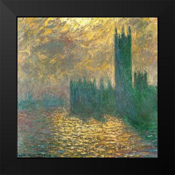 Monet, Claude 12x12 Black Modern Framed Museum Art Print Titled - Houses of Parliament-London 1900