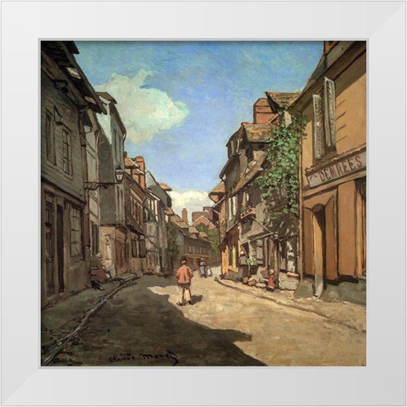 Monet, Claude 12x12 White Modern Wood Framed Museum Art Print Titled - Rue de la Bavolle-Honfleur 1864