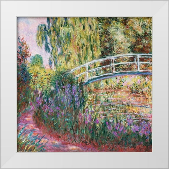 Monet, Claude 12x12 White Modern Wood Framed Museum Art Print Titled - The Japanese Bridge Pond with Water Lillies