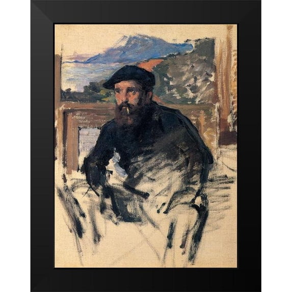 Monet, Claude 12x14 Black Modern Framed Museum Art Print Titled - Portrait of the artist in studio 1884