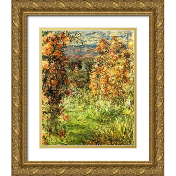 Monet, Claude 12x14 Gold Ornate Wood Framed with Double Matting Museum Art Print Titled - House from the Rose Garden 1920