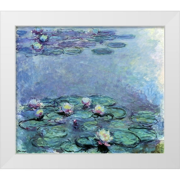 Monet, Claude 13x12 White Modern Wood Framed Museum Art Print Titled - WATER LILIES NYMPHEAS