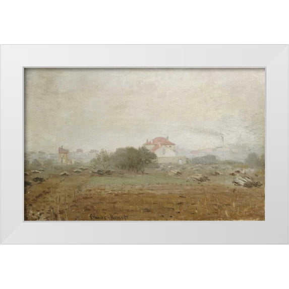 Monet, Claude 14x10 White Modern Wood Framed Museum Art Print Titled - Fog - Effet de brouillard