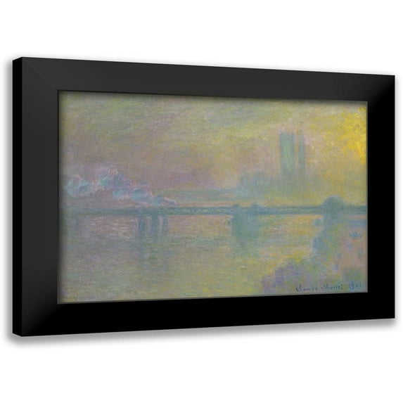Monet, Claude 14x11 Black Modern Framed Museum Art Print Titled - Charing Cross Bridge, London