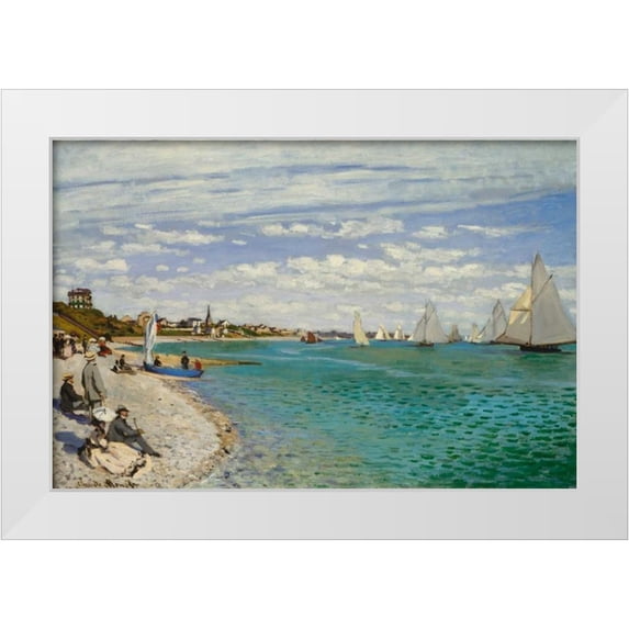 Monet, Claude 14x11 White Modern Wood Framed Museum Art Print Titled - Regatta at Sainte- Adresse