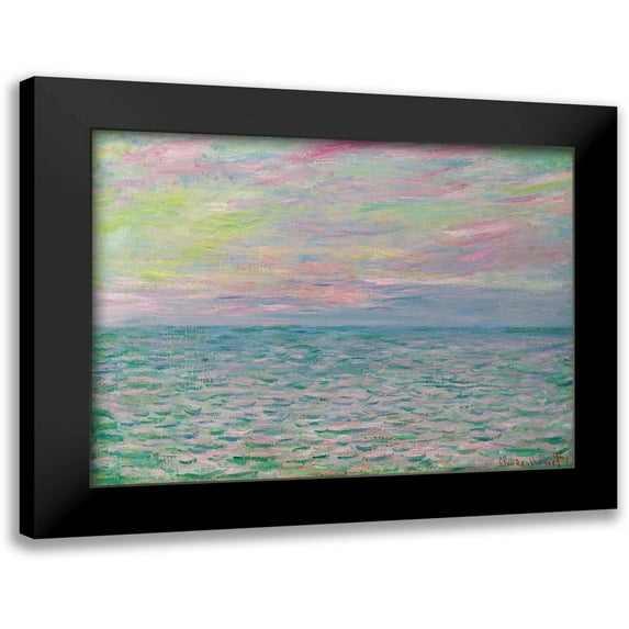 Monet, Claude 14x12 Black Modern Framed Museum Art Print Titled - Coucher De Soleil a Pourville-Pleine Mer