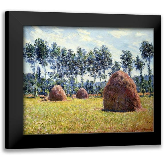 Monet, Claude 14x12 Black Modern Framed Museum Art Print Titled - Haystacks at Giverny