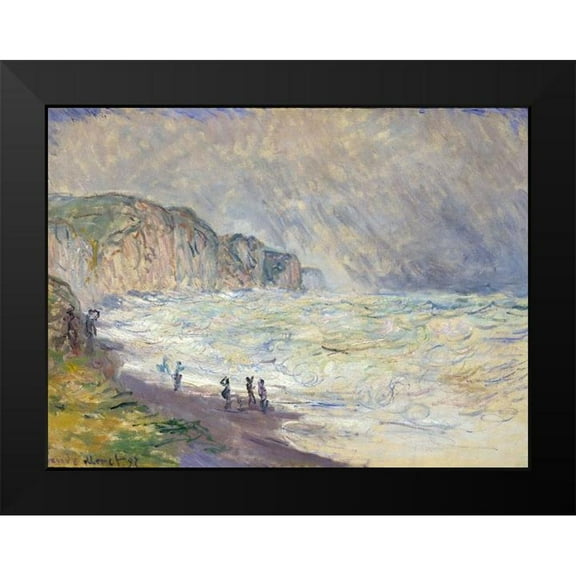 Monet, Claude 14x12 Black Modern Framed Museum Art Print Titled - Heavy Sea at Pourville 1897