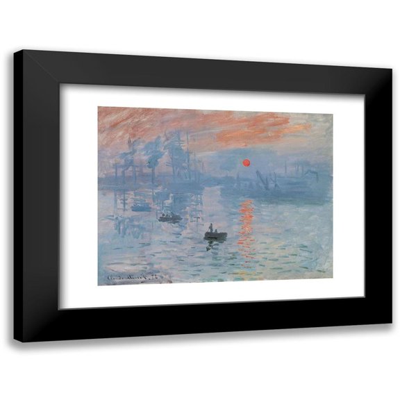 Monet, Claude 14x12 Black Modern Framed Museum Art Print Titled - Impression, soleil levant