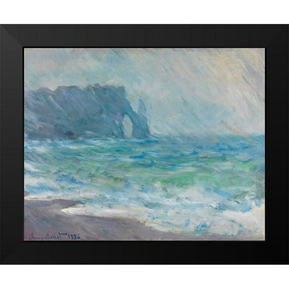 Monet, Claude 14x12 Black Modern Framed Museum Art Print Titled - Rain at Etretat