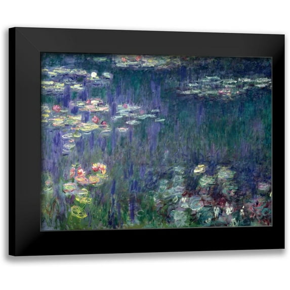 Monet, Claude 14x12 Black Modern Framed Museum Art Print Titled - Waterlilies- Green Reflections