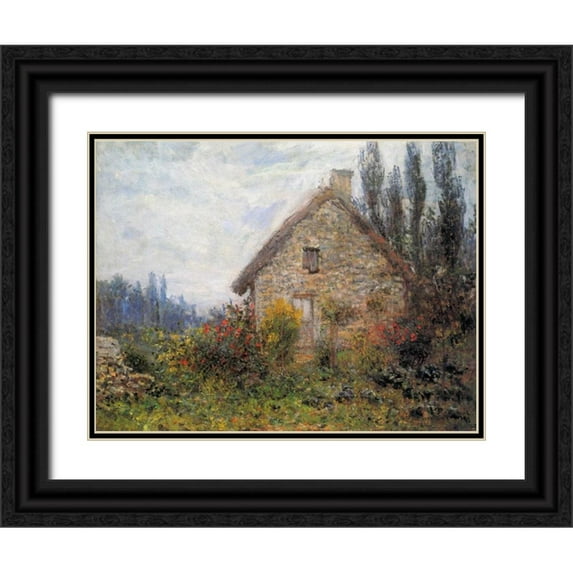 Monet, Claude 14x12 Black Ornate Wood Framed with Double Matting Museum Art Print Titled - Cottage 1879