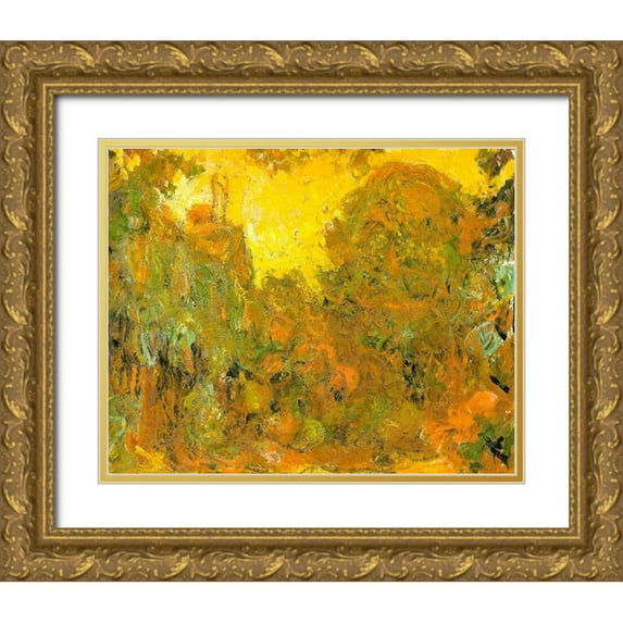 Monet, Claude 14x12 Gold Ornate Wood Framed with Double Matting Museum Art Print Titled - Artists house from rose garden 1922